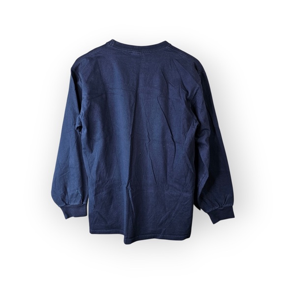 VINTAGE PLUMA Heavyweight 100% Cotton Navy Blue Long Sleeve Tee Shirt - M - Picture 5 of 5